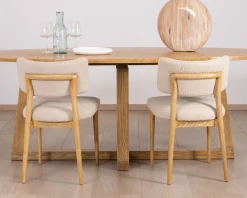 Meuble House Lot de 2 chaises style scandinave en frêne naturel et tissu beige "Isadora"