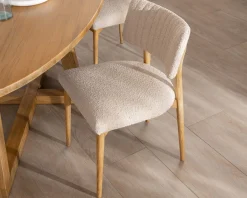 Meuble House Lot de 2 chaises style scandinave en frêne naturel et tissu beige 