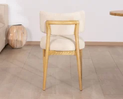 Meuble House Lot de 2 chaises style scandinave en frêne naturel et tissu beige 