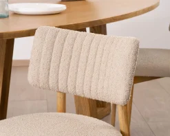 Meuble House Lot de 2 chaises style scandinave en frêne naturel et tissu beige 