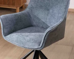 Meuble House Lot de 2 chaises tournantes en tissu bleu et pieds métal "Ewing" Outlet