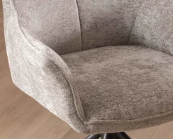 Meuble House Lot de 2 chaises tournantes en tissu gris clair et pieds métal "Ewing" New