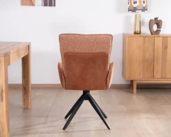 Meuble House Lot de 2 chaises tournantes en tissu bi-texturé terracotta