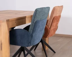 Meuble House Lot de 2 chaises tournantes en tissu bi-texturé terracotta
