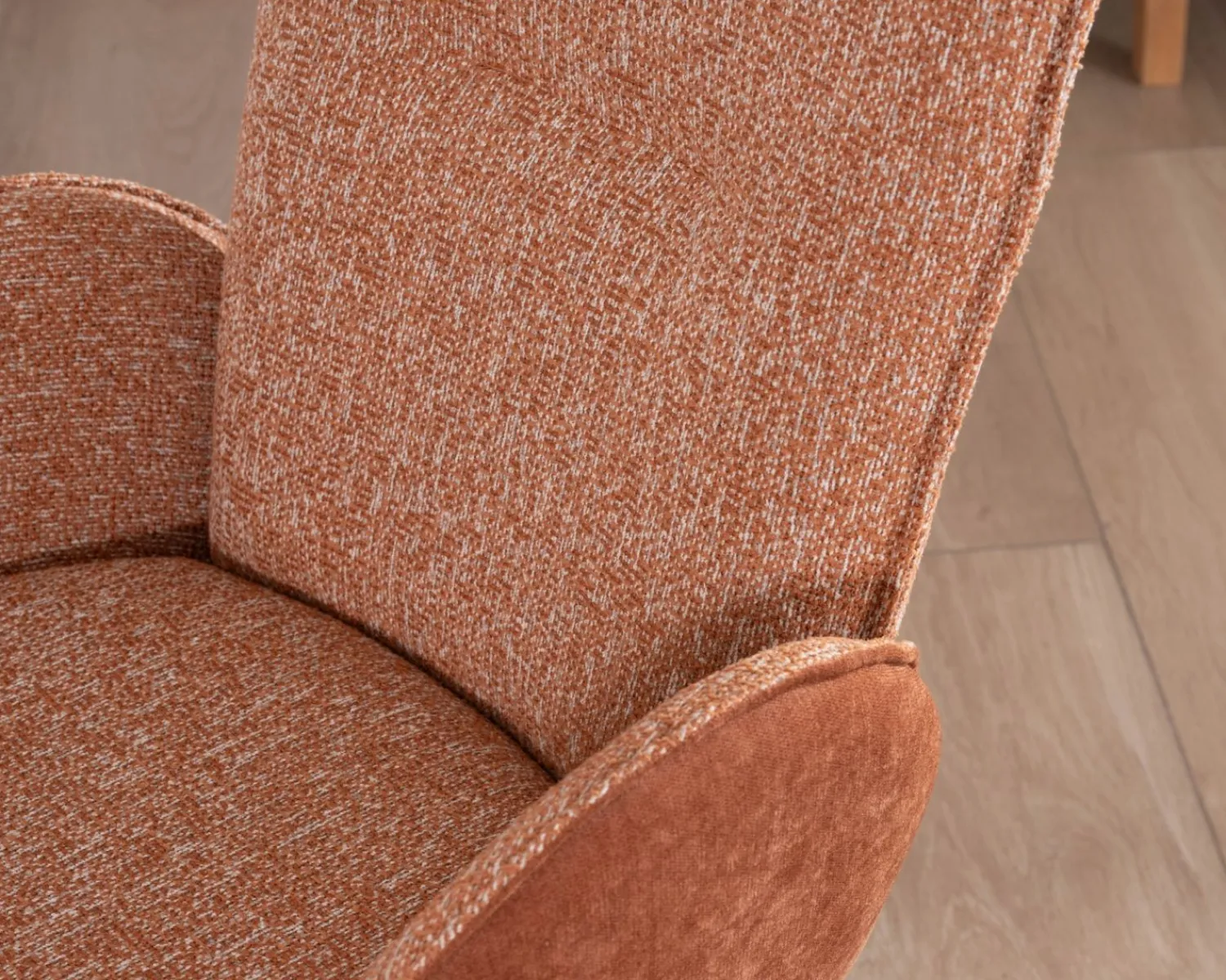 Meuble House Lot de 2 chaises tournantes en tissu bi-texturé terracotta "Eddy" et pieds métal Hot