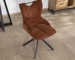 Meuble House Lot de 2 chaises tournantes style rétro "Biorg" en tissu rouille Online
