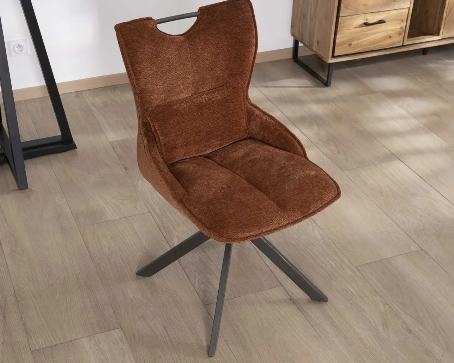 Meuble House Lot de 2 chaises tournantes style rétro "Biorg" en tissu rouille Online