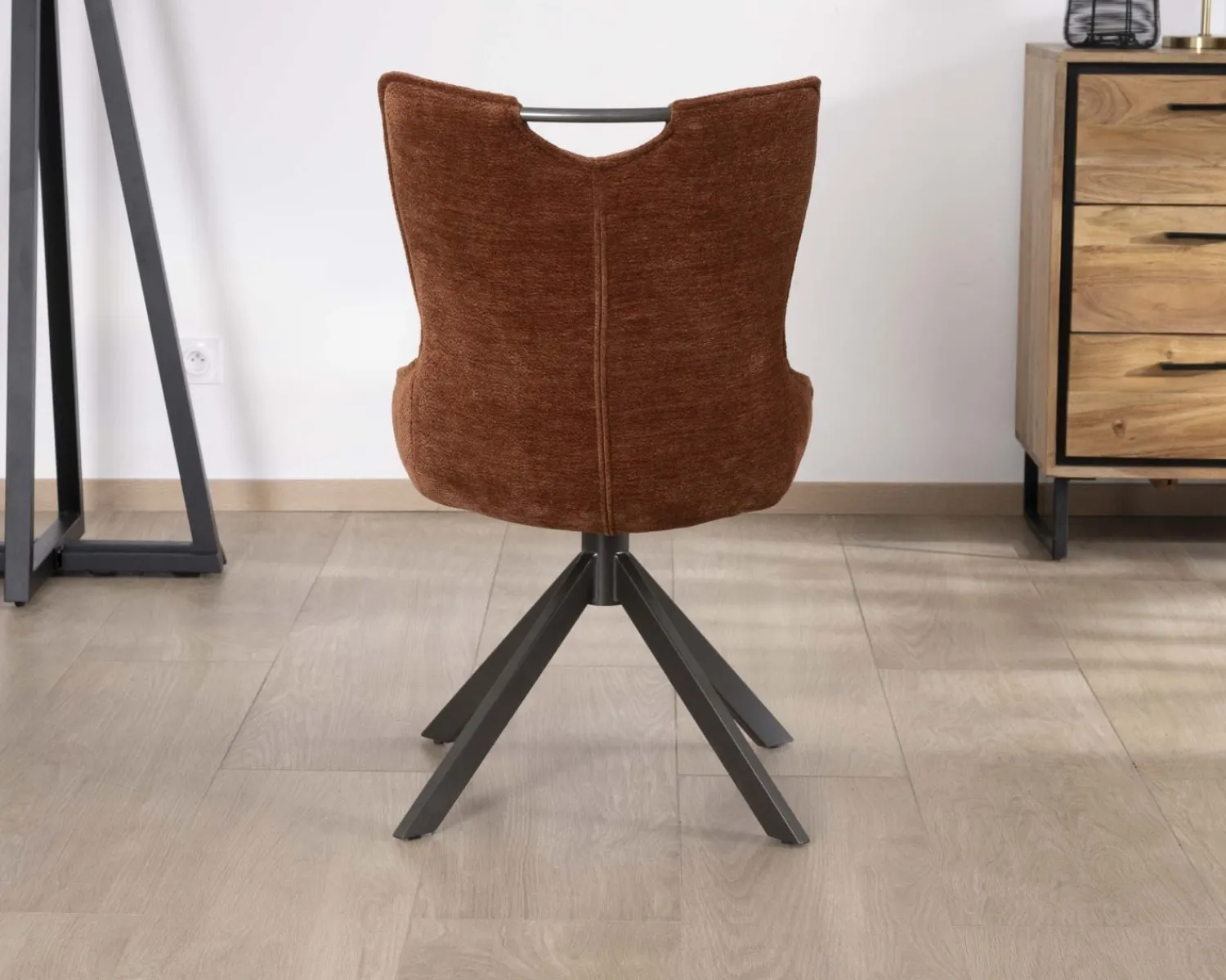 Meuble House Lot de 2 chaises tournantes style rétro "Biorg" en tissu rouille Online