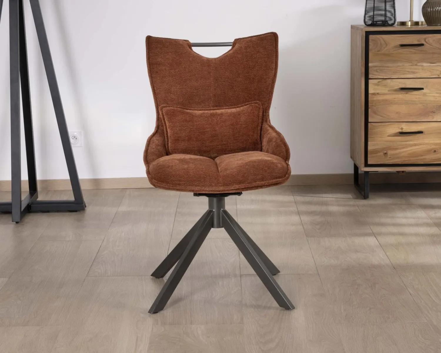 Meuble House Lot de 2 chaises tournantes style rétro "Biorg" en tissu rouille Online