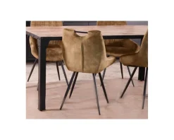 Meuble House Lot de 4 chaises velours jaune moutarde et noires