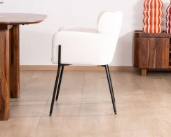 Meuble House Lot de 2 chaises vintage en tissu blanc