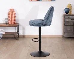 Meuble House Lot de 2 confortables chaises de bar pivotantes en tissu bleu