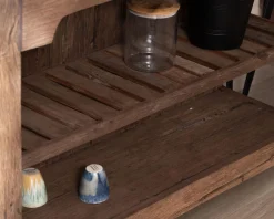 Meuble House Îlot de cuisine en teck recyclé avec coin snack extensible
