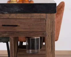 Meuble House Îlot de cuisine en teck recyclé avec coin snack extensible