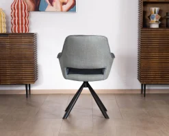 Meuble House Lot de 2 fauteuils de repas contemporains en tissu bi texture bleu "Chilko" pied pivotant en métal