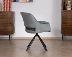 Meuble House Lot de 2 fauteuils de repas contemporains en tissu bi texture bleu