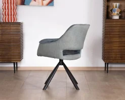 Meuble House Lot de 2 fauteuils de repas contemporains en tissu bi texture bleu