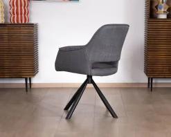 Meuble House Lot de 2 fauteuils de repas contemporains pivotants sur pied métal noir 