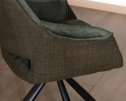Meuble House Lot de 2 fauteuils de repas enveloppants en tissu bi texture vert