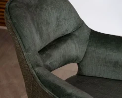 Meuble House Lot de 2 fauteuils de repas enveloppants en tissu bi texture vert