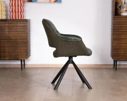 Meuble House Lot de 2 fauteuils de repas enveloppants en tissu bi texture vert