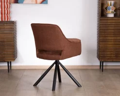 Meuble House Lot de 2 fauteuils de repas pivotants en tissu bi texturé cuivré
