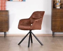 Meuble House Lot de 2 fauteuils de repas pivotants en tissu bi texturé cuivré
