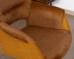Meuble House Lot de 2 fauteuils de repas pivotants et enveloppants en tissu bi texturé jaune moutarde