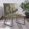 Meuble House Lot de 2 fauteuils sans accoudoirs en velours cotelé kaki "Calvin" Hot