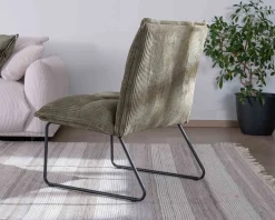 Meuble House Lot de 2 fauteuils sans accoudoirs en velours cotelé kaki 