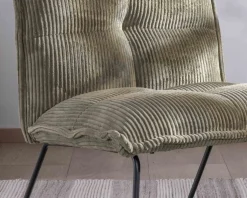 Meuble House Lot de 2 fauteuils sans accoudoirs en velours cotelé kaki 