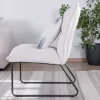 Meuble House Lot de 2 fauteuils sans accoudoirs en velours côtelé blanc "Calvin" pieds métal Best