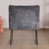 Meuble House Lot de 2 fauteuils sans accoudoirs en velours cotelé gris "Calvin" Clearance