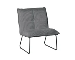 Meuble House Lot de 2 fauteuils sans accoudoirs en velours cotelé gris 