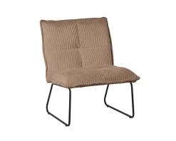 Meuble House Lot de 2 fauteuils sans accoudoirs en velours côtelé camel