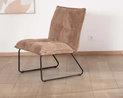 Meuble House Lot de 2 fauteuils sans accoudoirs en velours côtelé camel