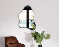 Meuble House Lot de 2 miroirs forme naturelle avec encadrement en métal noir