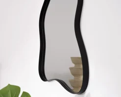 Meuble House Lot de 2 miroirs forme naturelle avec encadrement en métal noir