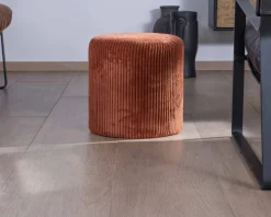 Meuble House Lot de 2 petits poufs couleur rouille en velours côtelé "Snaw" diamètre 35 cm Best