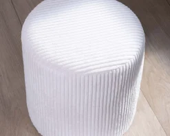 Meuble House Lot de 2 petits poufs ronds en velours blanc "Snaw" Online