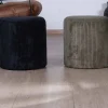 Meuble House Lot de 2 petits poufs ronds en velours côtelé kaki "Snaw" diamètre 35 cm Clearance