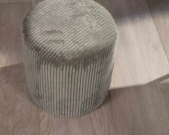 Meuble House Lot de 2 petits poufs ronds en velours côtelé kaki