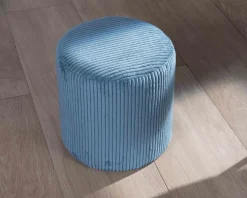 Meuble House Lot de 2 poufs bleu pétrole en velours côtelé "Snaw" diamètre 35 cm Sale