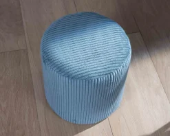 Meuble House Lot de 2 poufs bleu pétrole en velours côtelé