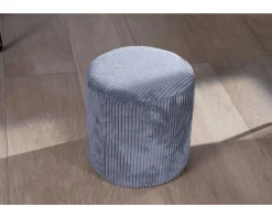 Meuble House Lot de 2 poufs ronds en velours côtelé gris "Snaw" diamètre 35 cm Discount