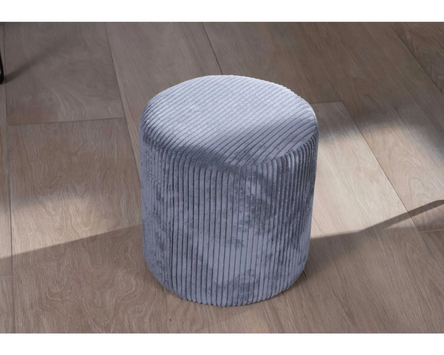 Meuble House Lot de 2 poufs ronds en velours côtelé gris "Snaw" diamètre 35 cm Discount