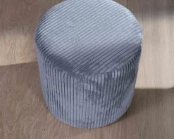 Meuble House Lot de 2 poufs ronds en velours côtelé gris