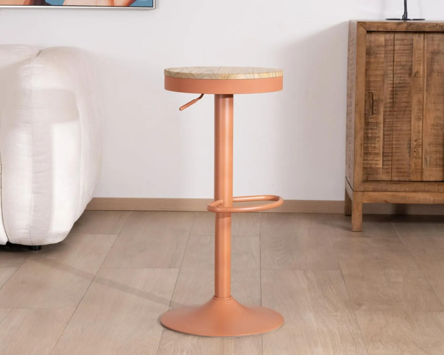 Meuble House Lot de 2 tabourets de bar réglables en hauteur "Juo" bois et métal terracotta New