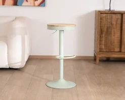 Meuble House Lot de 2 tabourets réglables avec assise bois "Juo" en métal vert acidulé Online