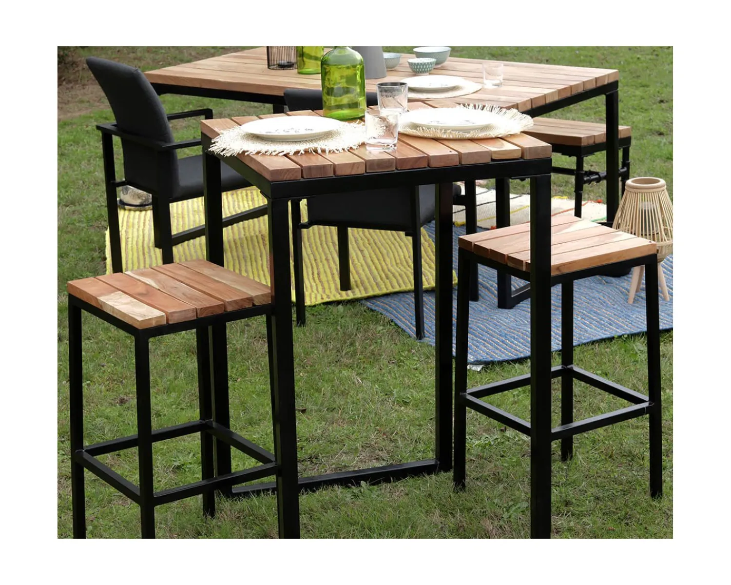 Meuble House Mange-debout carré en bois exotique 70x70 cm "Garden"